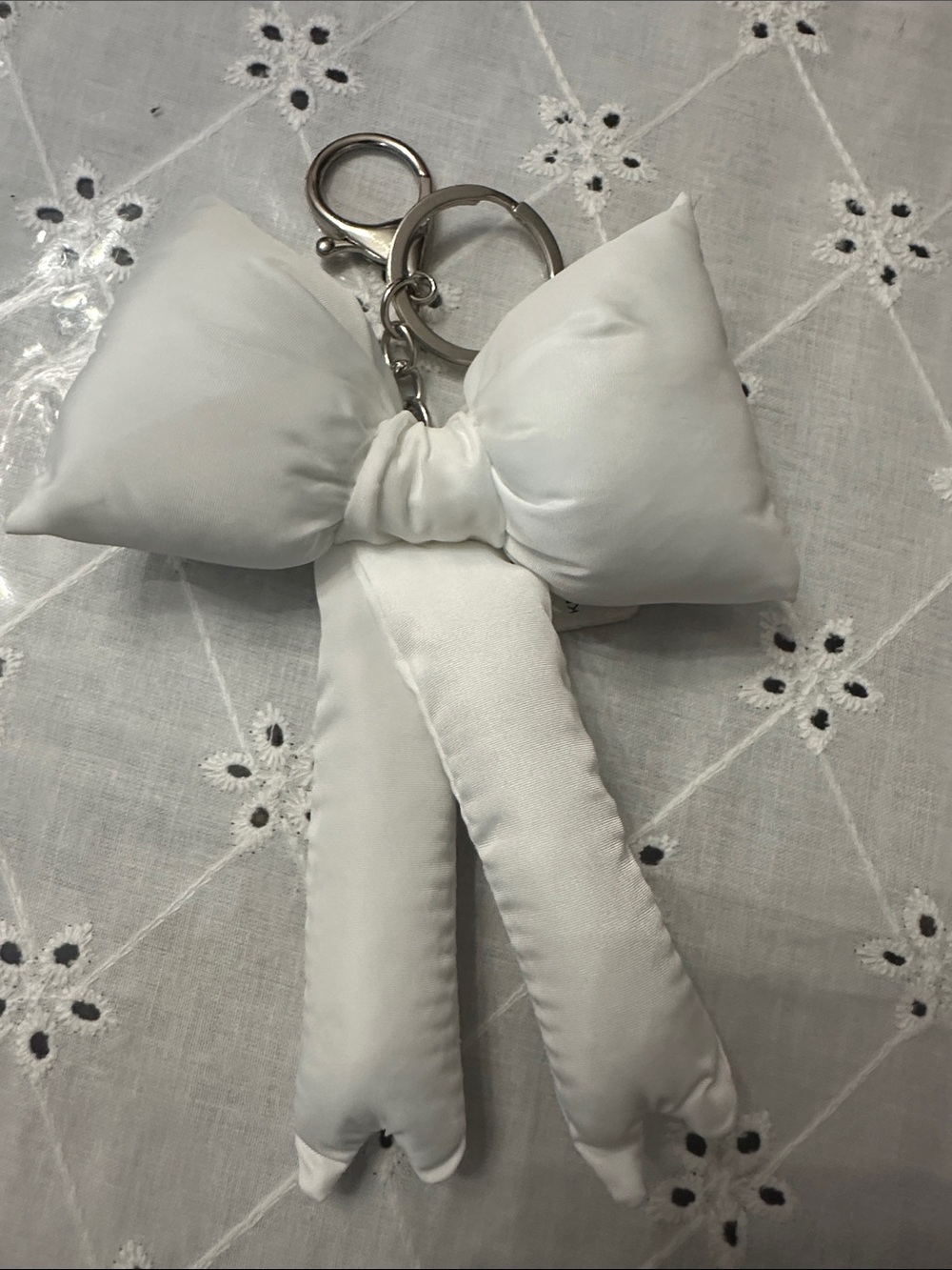 White Bow Keychain Charm - Women Accessories